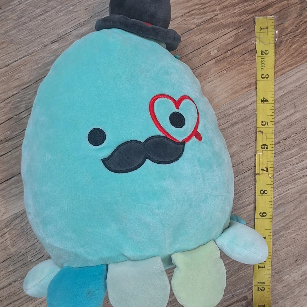 Squishmallows Dapper Octopus Plush 11” Blue Green Mustache Monocle - Picture 5 of 5